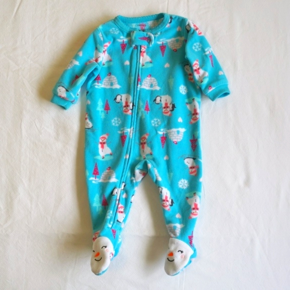 carter's winter fleece zipper footie sleeper pajamas 3 months baby girl